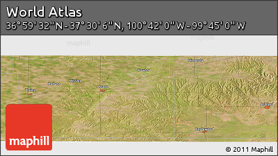 Satellite Panoramic Map of the Area around 37° 14' 49" N, 100° 13' 29" W