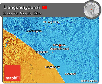Political 3D Map of Liangshuiyuanzi