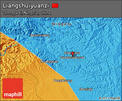 Political 3D Map of Liangshuiyuanzi