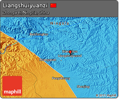 Political 3D Map of Liangshuiyuanzi