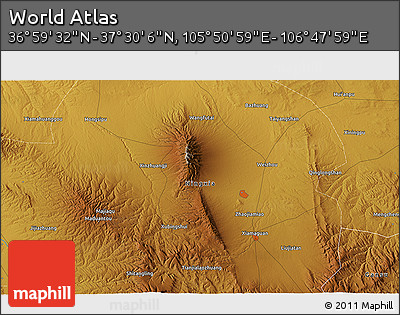 Physical 3D Map of the Area around 37° 14' 49" N, 106° 19' 29" E