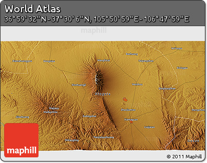 Physical 3D Map of the Area around 37° 14' 49" N, 106° 19' 29" E
