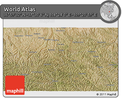 Satellite 3D Map of the Area around 37° 14' 49" N, 108° 52' 30" E