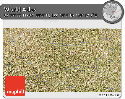 Satellite 3D Map of the Area around 37° 14' 49" N, 109° 43' 29" E