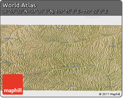 Satellite 3D Map of the Area around 37° 14' 49" N, 109° 43' 29" E