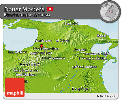 Physical 3D Map of Douar Mostefa