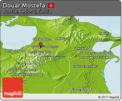 Physical 3D Map of Douar Mostefa