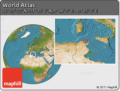 Satellite Location Map of the Area around 37° 14' 49" N, 10° 16' 30" E