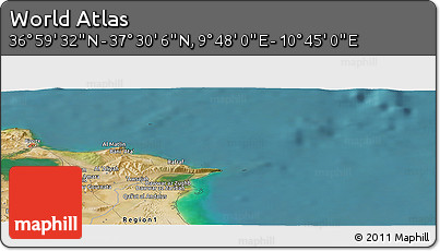Satellite Panoramic Map of the Area around 37° 14' 49" N, 10° 16' 30" E