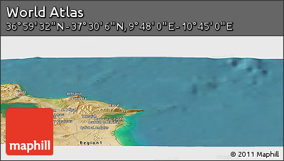Satellite Panoramic Map of the Area around 37° 14' 49" N, 10° 16' 30" E