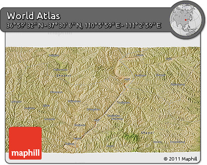Satellite 3D Map of the Area around 37° 14' 49" N, 110° 34' 29" E