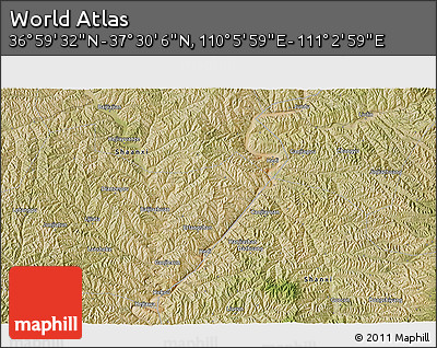 Satellite 3D Map of the Area around 37° 14' 49" N, 110° 34' 29" E