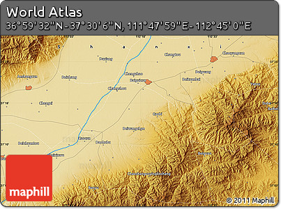 Physical Map of the Area around 37° 14' 49" N, 112° 16' 30" E