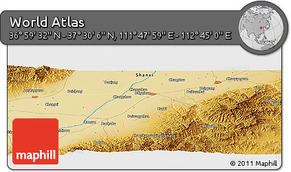 Physical Panoramic Map of the Area around 37° 14' 49" N, 112° 16' 30" E