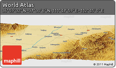 Physical Panoramic Map of the Area around 37° 14' 49" N, 112° 16' 30" E