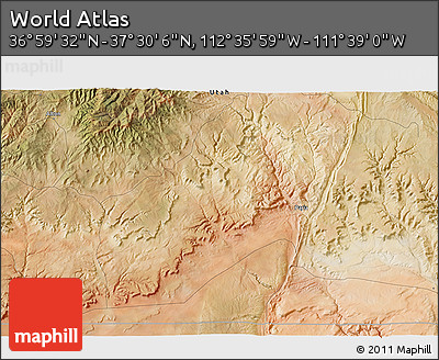 Satellite 3D Map of the Area around 37° 14' 49" N, 112° 7' 30" W