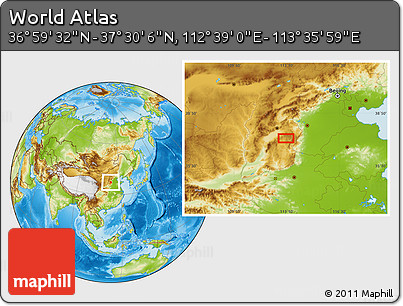 Physical Location Map of the Area around 37° 14' 49" N, 113° 7' 30" E