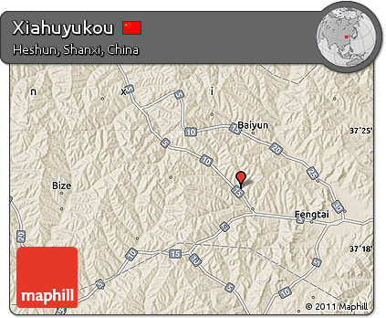 Shaded Relief Map of Xiahuyukou
