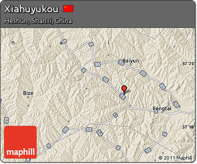 Shaded Relief Map of Xiahuyukou