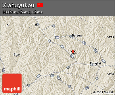 Shaded Relief Map of Xiahuyukou