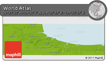 Physical Panoramic Map of the Area around 37° 14' 49" N, 119° 4' 29" E