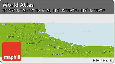 Physical Panoramic Map of the Area around 37° 14' 49" N, 119° 4' 29" E