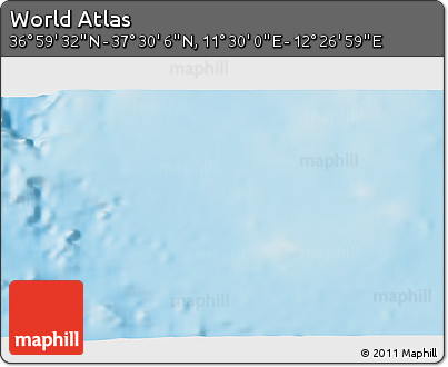 Physical 3D Map of the Area around 37° 14' 49" N, 11° 58' 29" E