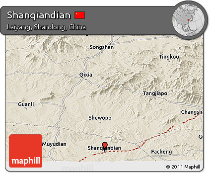 Shaded Relief Panoramic Map of Shanqiandian
