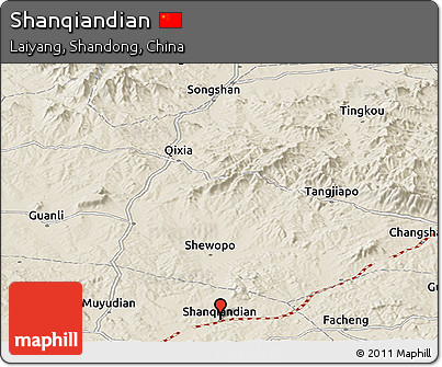 Shaded Relief Panoramic Map of Shanqiandian