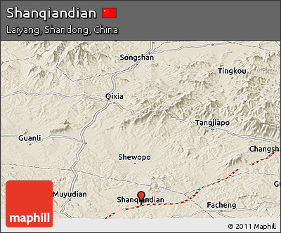 Shaded Relief Panoramic Map of Shanqiandian