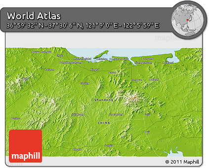 Physical 3D Map of the Area around 37° 14' 49" N, 121° 37' 30" E