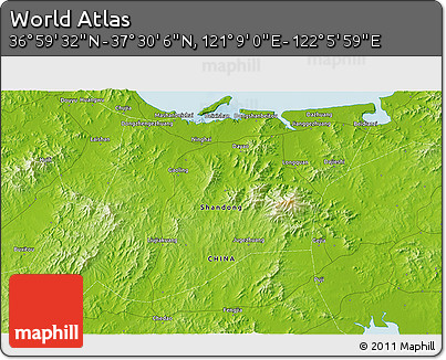 Physical 3D Map of the Area around 37° 14' 49" N, 121° 37' 30" E