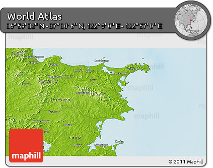 Physical 3D Map of the Area around 37° 14' 49" N, 122° 28' 29" E