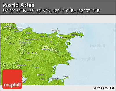 Physical 3D Map of the Area around 37° 14' 49" N, 122° 28' 29" E