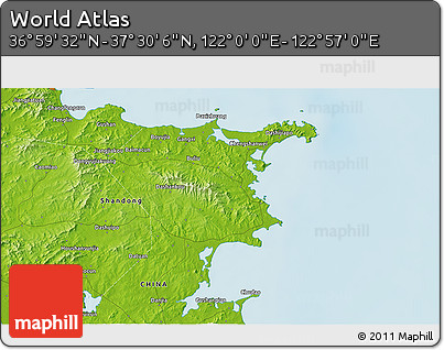 Physical 3D Map of the Area around 37° 14' 49" N, 122° 28' 29" E