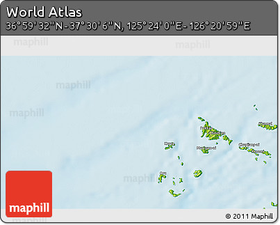 Physical 3D Map of the Area around 37° 14' 49" N, 125° 52' 30" E