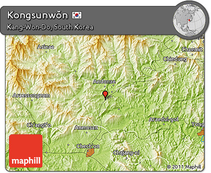 Physical 3D Map of Kongsunwŏn