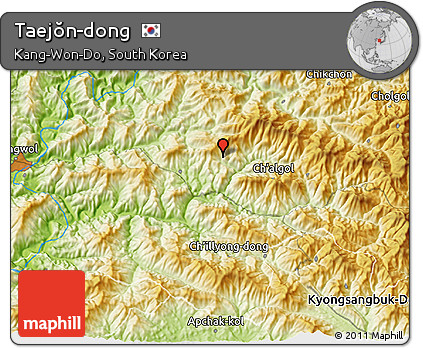 Physical 3D Map of Taejŏn-dong