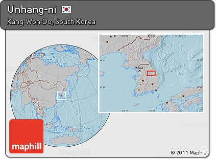 Gray Location Map of Unhang-ni, hill shading