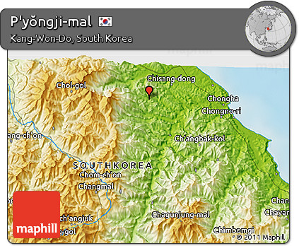 Physical 3D Map of P'yŏngji-mal