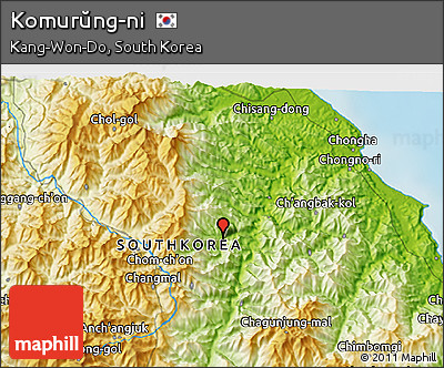 Physical 3D Map of Komurŭng-ni