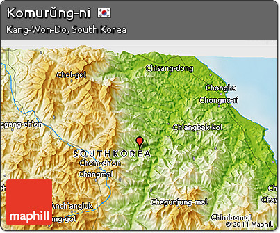 Physical 3D Map of Komurŭng-ni