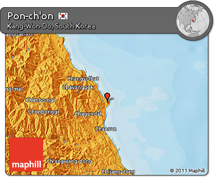 Political 3D Map of Pon-ch'on