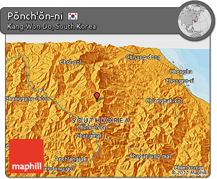Political 3D Map of Pŏnch'ŏn-ni