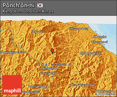 Political 3D Map of Pŏnch'ŏn-ni
