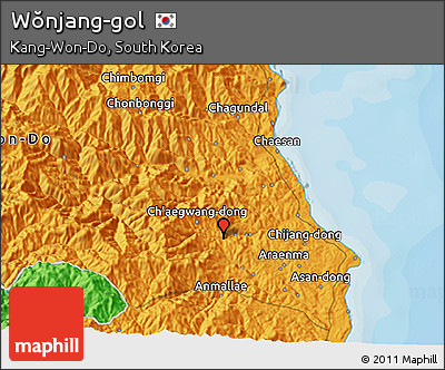 Political 3D Map of Wŏnjang-gol