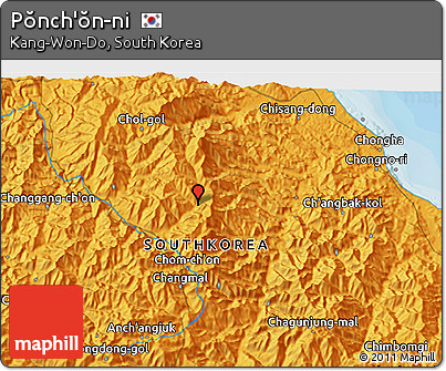 Political 3D Map of Pŏnch'ŏn-ni