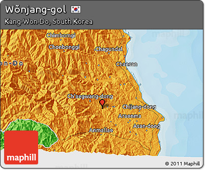 Political 3D Map of Wŏnjang-gol