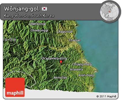 Satellite 3D Map of Wŏnjang-gol