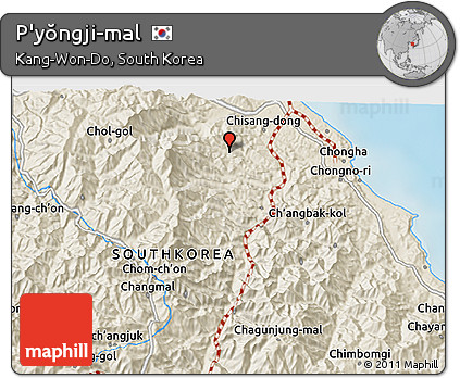 Shaded Relief 3D Map of P'yŏngji-mal